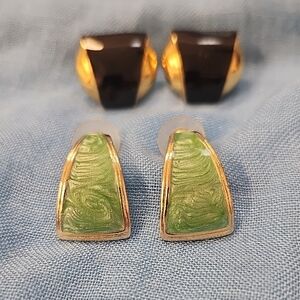 Retro 80s Vintage Pierced Earrings Bundle - 2 Pairs